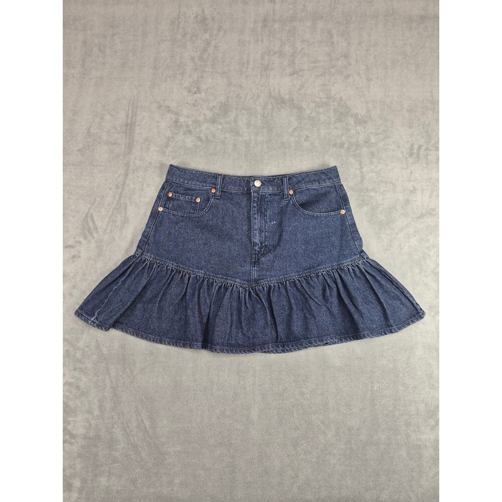 DAZE Denim Skirt Women Size 31 Blue Mini Ruffle Hem 100% Cotton